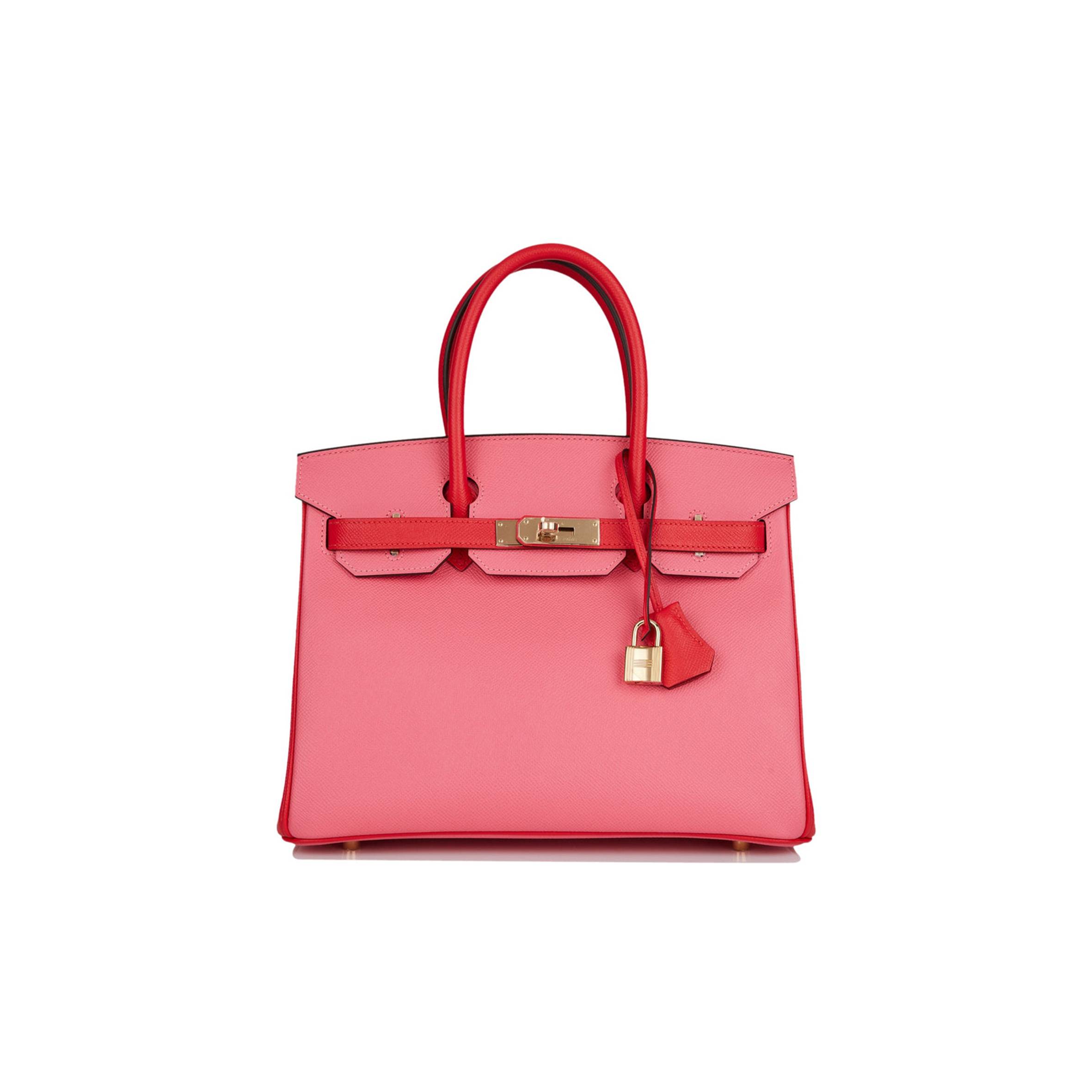 H**me5 SPECIAL ORDER (HSS) BIRKIN 30 ROSE AZALEE AND ROUGE DE COEUR EPSOM PERMABRASS HARDWARE( 30cm*22*16cm) Master Quality